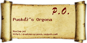 Puskás Orgona névjegykártya